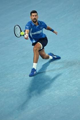 TENNIS AUSTRALIAN OPEN, Novak Djokovic of Serbia during his 1 4 final match against Carlos Alcaraz of Spain during the 2025 Australian Open at Melbourne Park in Melbourne, Tuesday, January 21, 2025. NO ARCHIVING, EDITORIAL USE ONLY, NO USE IN BOOKS WITHOUT CONSENT MELBOURNE VICTORIA AUSTRALIA  Copyright: xLUKASxCOCHx 20250121122765827168