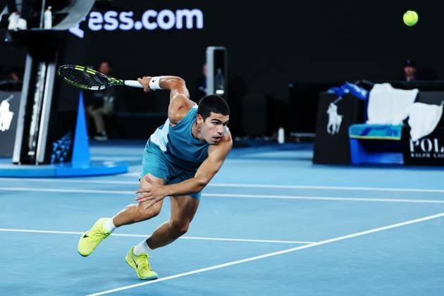 Carlos Alcaraz during his Quarter-final match against Djokovic in the Rod Laver Arena Australian Open, Day Ten, Tennis, Melbourne Park, Melbourne, Australia - 21 Jan 2025  Copyright: xEllaxLing Shutterstockx 15108779es