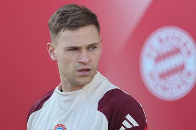6 Joshua Kimmich, Portraet, Portrait, Wappen, Fussball Abschlusstraining - FC Bayern München vor UEFA Champions League-Spiel vs. Feyenoord Rotterdam 21.01.2025 Trainingsgelände, Säbenerstr. FOTO: Mladen Lackovic LakoPress