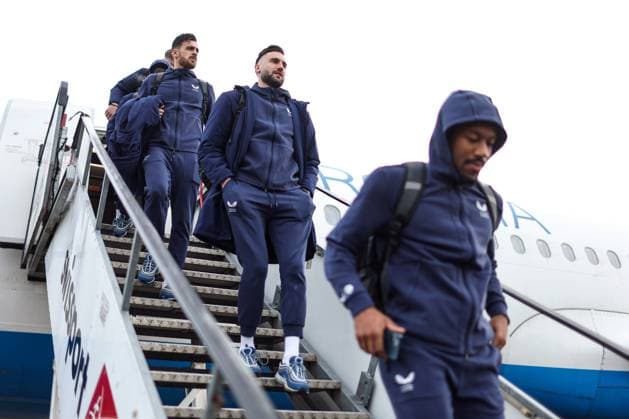 Dinamo Zagreb arrive in London Ivan Nevistic of Dinamo Zagreb leave a plane at Stansted Airport on January 21, 2025. in London, England. Dinamo Zagreb will play against Arsenal in the UEFA Champions League.  LukaxStanzl PIXSELL