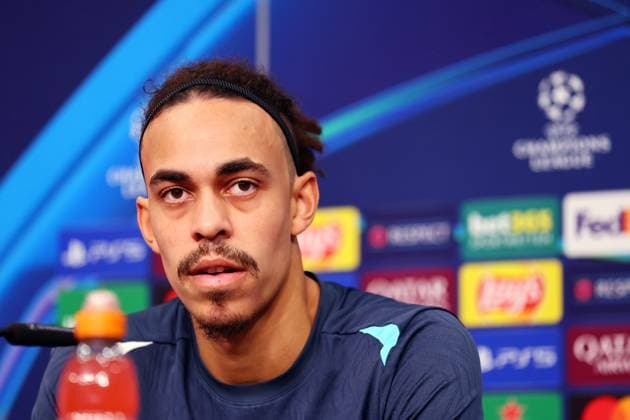 Leipzig, 21.01.2025, RB Leipzig Akademie, Fußball Champions League, RB LEIPZIG - PK vor dem morgigen Spiel vs. Sporting Lissabon , Im Bild: Yussuf Yurary Poulsen (Spieler von RB Leipzig) Nur zur redaktionellen Nutzung. Only editorial use. ,