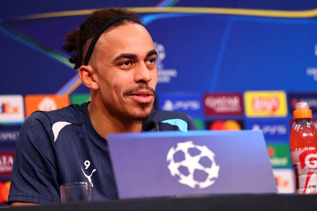 Leipzig, 21.01.2025, RB Leipzig Akademie, Fußball Champions League, RB LEIPZIG - PK vor dem morgigen Spiel vs. Sporting Lissabon , Im Bild: Yussuf Yurary Poulsen (Spieler von RB Leipzig) Nur zur redaktionellen Nutzung. Only editorial use. ,