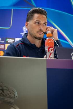 SOCCER - UEFA CL, Madrid vs RBS MADRID,SPAIN,21.JAN.25 - SOCCER - UEFA Champions League, Real Madrid CF vs Red Bull Salzburg, preview, press conference, PK, Pressekonferenz RBS. Image shows Janis Blaswich (RBS).  GEPAxpictures xFelipexMondino