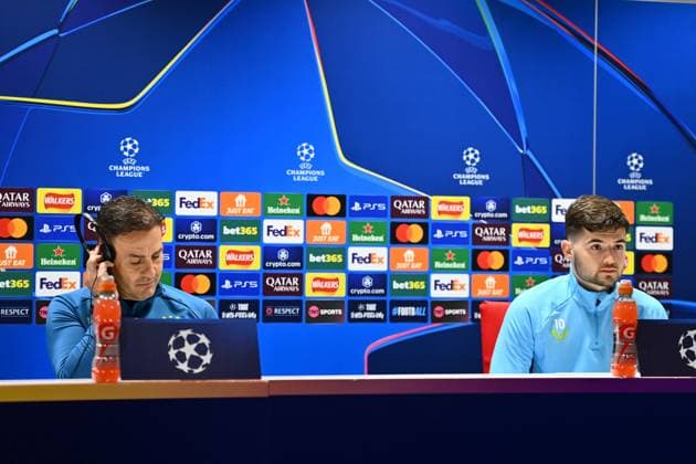 England, London, 210125. Emirates Stadium. GNK Dinamo press conference, PK, Pressekonferenz before the match against Arsenal in the 7th round of the UEFA Champions League. In the photo: Fabio Cannavaro, Martin Baturina. Photo: Ronald Gorsic CROPIX London Copyright: xxRonaldxGorsicx press_dinamo7-210125