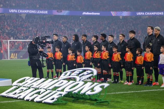 Portugal, Estadio do SL Benfica Lisbon 21. January 2025 Uefa Champions League phase 2024 25 Matchday 7, S.L.Benfica - FC Barcelona, Barca v.l., line_up FC Barcelona Copyright: JoaquimxFerreira