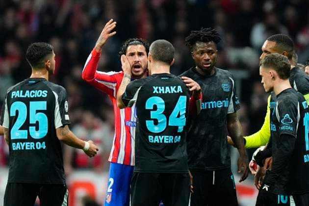 Atletico de Madrid v Bayer 04 Leverkusen - UEFA Champions League 2024 25 League Phase MD7 Jose Maria Gimenez centre-back of Atletico de Madrid and Uruguay argues with Bayer players during the UEFA Champions League 2024 25 League Phase MD7 match between Atletico de Madrid and Bayer 04 Leverkusen at Riyadh Air Metropolitano on January 21, 2025 in Madrid, Spain. Madrid Spain  Copyright: xJosexBretonx originalFilename:bretonhernandez-atletico250121_npMKH.jpg