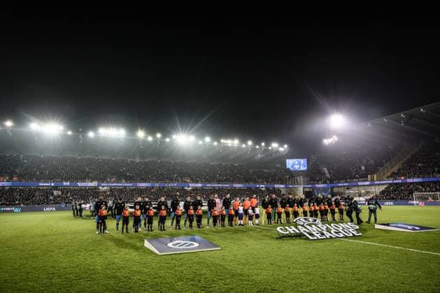 Club s players pictured at the start of a soccer game between Belgian Club Brugge KV and Italian club Juventus, Tuesday 21 January 2025 in Brugge, on the seventh day (out of 8) of the UEFA Champions League league phase. BRUNOxFAHY  x110885638x