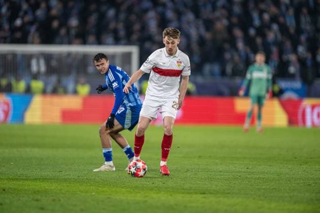 Anthony Rouault with the ball during UEFA Champions league match, SK Slovan Bratislava - VFB Stuttgart , 21. january 2025, Tehelne pole Stadium, Bratislava, Slovakia Copyright: xMICHALxFAJT,ZOSPORTU.SKx FAJ_7789