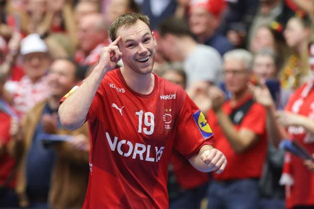 Dänemark - Deutschland, IHF WM 2025 Mathias Gidsel (Dänemark, 19). Handball IHF Weltmeisterschaft, Länderspiel zwischen Dänemark und Deutschland am 21. Januar 2025 in Herning (Dänemark)., Herning Dänemark Jyske Bank Boxen