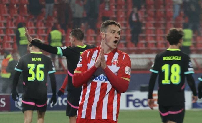 21.01.2025 Belgrade(Serbia) FK Crvena Zvezda(FC Red Star)-PSV Eindhoven Champions League men s football Bruno Duarte (C) Crvena Zvezda ( Red Star) :S.Sandic