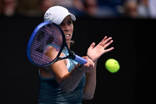 TENNIS AUSTRALIAN OPEN, Madison Keys of USA during her 1 4 final match against Elina Svitolina of Ukraine during the 2025 Australian Open at Melbourne Park in Melbourne, Wednesday, January 22, 2025. ( NO ARCHIVING, EDITORIAL USE ONLY, NO USE IN BOOKS WITHOUT CONSENT MELBOURNE VICTORIA AUSTRALIA  Copyright: xJAMESxROSSx 20250122174576522639