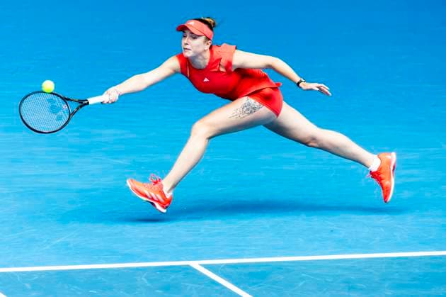MELBOURNE, VIC - JANUARY 22: Elina Svitolina of Ukraine in action during the Quarterfinals of the 2025 Australian Open on January 22 2025, at Melbourne Park in Melbourne, Australia. (Photo by Jason Heidrich Icon Sportswire) TENNIS: JAN 22 Australian Open EDITORIAL USE ONLY Icon250122047