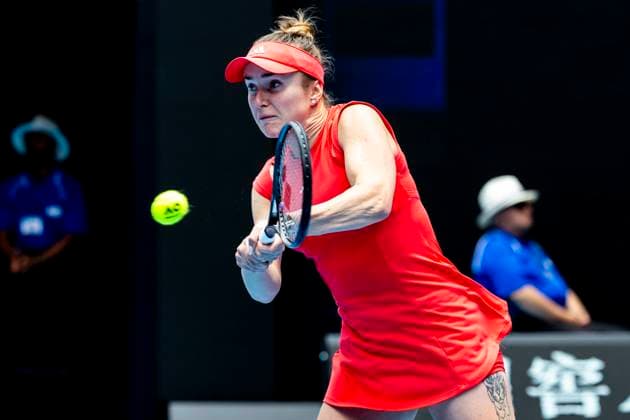 MELBOURNE, VIC - JANUARY 22: Elina Svitolina of Ukraine in action during the Quarterfinals of the 2025 Australian Open on January 22 2025, at Melbourne Park in Melbourne, Australia. (Photo by Jason Heidrich Icon Sportswire) TENNIS: JAN 22 Australian Open EDITORIAL USE ONLY Icon250122050