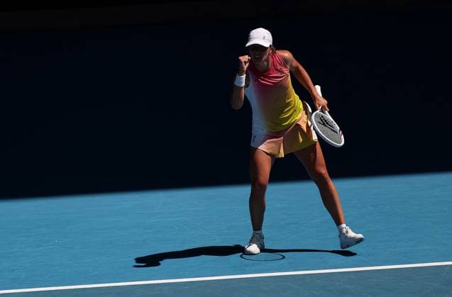 Iga Swiatek of Poland celebrates Australian Open, Day Eleven, Tennis, Melbourne Park, Melbourne, Australia - 22 Jan 2025  Copyright: xEllaxLing Shutterstockx 15108780y