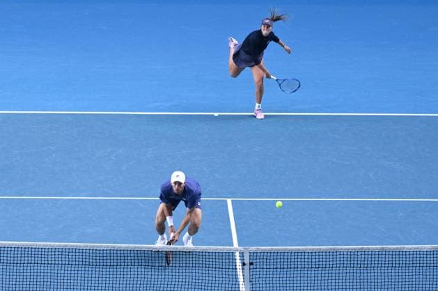 TENNIS AUSTRALIAN OPEN, Olivia Gadecki and John Peers of Australia during their Mixed doubles Semi-final match against Erin Routliffe and Michael Venus of New Zealand during the 2025 Australian Open at Melbourne Park in Melbourne, Sunday, January 19, 2025. ( NO ARCHIVING, EDITORIAL USE ONLY, NO USE IN BOOKS WITHOUT CONSENT MELBOURNE VICTORIA AUSTRALIA  Copyright: xJOELxCARRETTx 20250122116119926841