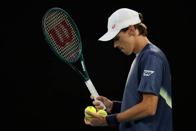 Alex de Minaur during his Quarter-final match against Sinner in the Rod Laver Arena Australian Open, Day Eleven, Tennis, Melbourne Park, Melbourne, Australia - 22 Jan 2025  Copyright: xEllaxLing Shutterstockx 15108780cm