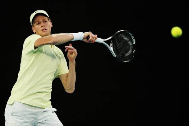 Jannik Sinner during his Quarter-final match against Alex de Minaur in the Rod Laver Arena Australian Open, Day Eleven, Tennis, Melbourne Park, Melbourne, Australia - 22 Jan 2025  Copyright: xEllaxLing Shutterstockx 15108780co