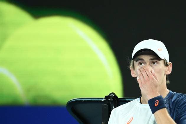 TENNIS AUSTRALIAN OPEN, Alex de Minaur of Australia during his quarterfinal match against Jannik Sinner of Italy during the 2025 Australian Open at Melbourne Park in Melbourne, Wednesday, January 22, 2025. ( NO ARCHIVING, EDITORIAL USE ONLY, NO USE IN BOOKS WITHOUT CONSENT MELBOURNE VICTORIA AUSTRALIA  Copyright: xJOELxCARRETTx 20250122198164083132