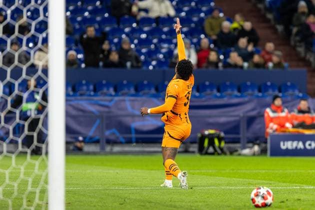 UEFA Champions League: FC Shakhtar Donetsk - Stade Brest; 22.01.2025 FC Shakhtar Donetsk bejubeln das Tor, 1:0 durch Kevin (FC Shakhtar Donetsk, 37) UEFA Champions League: FC Shakhtar Donetsk - Stade Brest; Arena AufSchalke, Gelsenkirchen; 22.01.2025 Copyright: xBEAUTIFULxSPORTS Buriakovx