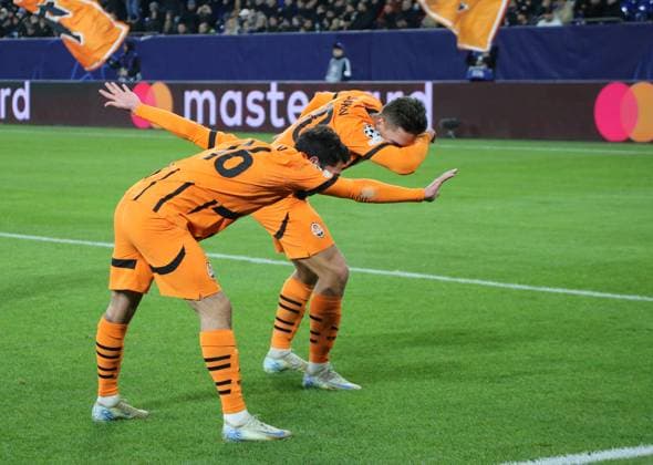 22.01.2025, xgrfx, Fussball UEFA Champions League, Schachtar Donezk - Stade Brest emspor, v.l. Tor, Georgiy Sudakov (Schachtar Donezk) (DFL DFB REGULATIONS PROHIBIT ANY USE OF PHOTOGRAPHS as IMAGE SEQUENCES and or QUASI-VIDEO) Gelsenkirchen