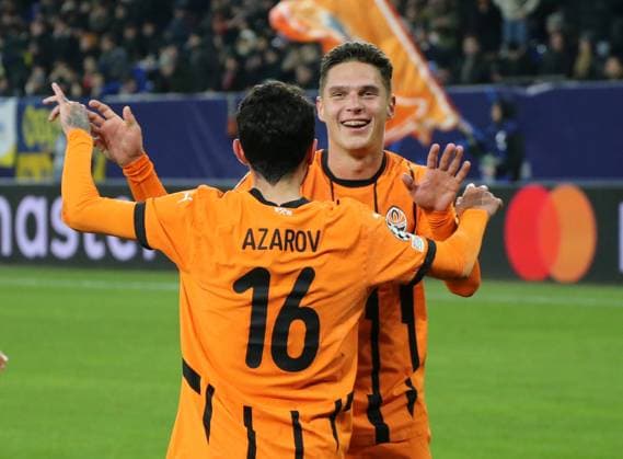 22.01.2025, xgrfx, Fussball UEFA Champions League, Schachtar Donezk - Stade Brest emspor, v.l. Tor, Georgiy Sudakov (Schachtar Donezk) (DFL DFB REGULATIONS PROHIBIT ANY USE OF PHOTOGRAPHS as IMAGE SEQUENCES and or QUASI-VIDEO) Gelsenkirchen