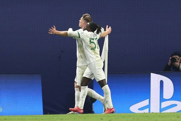 22.01.2025, xtgx, Fussball, UEFA Champions League, RB Leipzig - Sporting Lissabon emspor, v.l. Jubel nach dem 1:1 durch Viktor Gyoekeres (Lissabon, 9) (DFL DFB REGULATIONS PROHIBIT ANY USE OF PHOTOGRAPHS as IMAGE SEQUENCES and or QUASI-VIDEO) Leipzig
