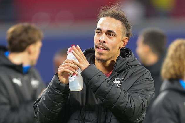 RB Leipzig - Sporting Lissabon Champions League Leipzig, 22.01.2025, Red Bull Arena, Fussball, Männer, Saison 2024 2025, UEFA Champions League, 7. Spieltag , RB Leipzig - Sporting Lissabon 2:1 (1:0) , Im Bild: Yussuf Yurary Poulsen (9, RB Leipzig) ,