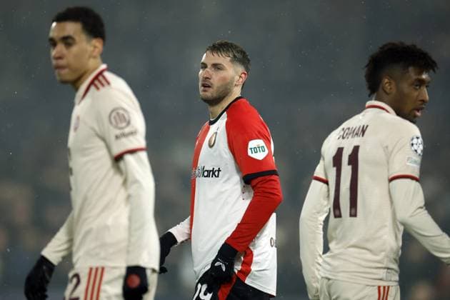ROTTERDAM - Santiago Gimenez of Feyenoord during the UEFA Champions League match between Feyenoord and FC Bayern Munich at Feyenoord Stadium de Kuip on Jan. 22, 2025 in Rotterdam, Netherlands. ANP ROBIN VAN LONKHUIJSEN UEFA Champions League 2024 25 League phase 7 2024 25 xVIxANPxSportx xxANPxIVx 518098028 originalFilename: 518098028.jpg