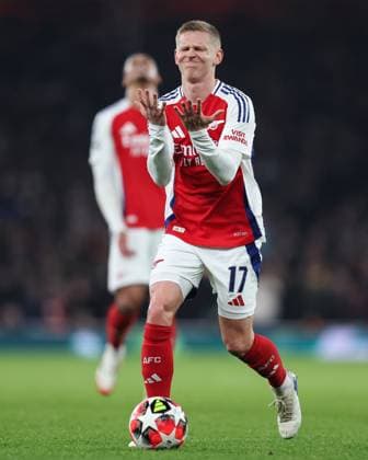 Arsenal v Dinamo Zagreb 22 January 2025, London - Champions League Football - Arsenal v GNK Dinamo Zagreb - Oleksandr Zinchenko of Arsenal reacts - Photo: Charlotte Wilson Offside. London UK Copyright: xCharlottexWilsonx xOffsidexOffside