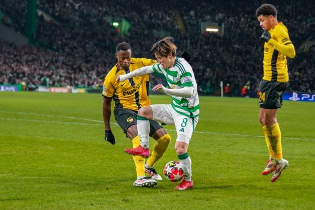 Fussball: UEFA Champions League 2024 2025, Spieltag 7 - Celtic Glasgow vs. Young Boys Bern (YB) - Celtic Park (Glasgow, Schottland): Kyogo Furuhashi (Celtic Glasgow, 8) Copyright: xJOERANxSTEINSIEKx