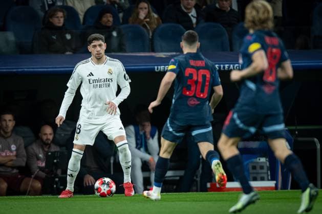 SOCCER - UEFA CL, Madrid vs RBS MADRID,SPAIN,22.JAN.25 - SOCCER - UEFA Champions League, Real Madrid CF vs Red Bull Salzburg. Image shows Federico Valverde (Madrid).  GEPAxpictures xFelipexMondino