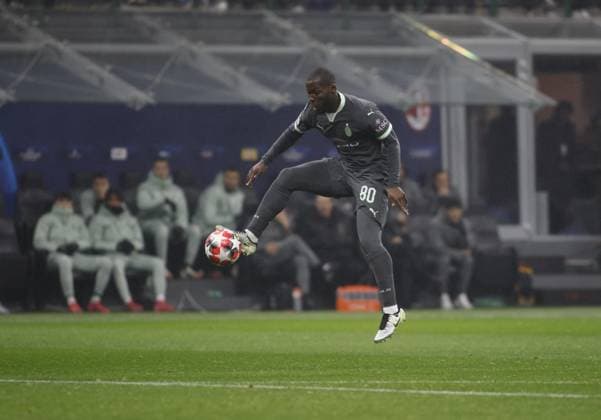 CALCIO - UEFA Champions League - Ac Milan vs Girona FC Yunus Musah of AC Milan during the Uefa Champions League, 2024 25 season, football match between AC Milan and Girona FC on 22 January 2025 at Giuseppe Meazza Stadium, San Siro, Milan, Italy. Photo Nderim Kaceli Milan Italy  Copyright: xIPAxSport ABACAx