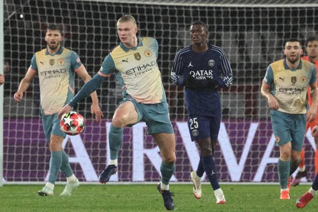 Champions league psg manchester city PHOTOPQR LE PARISIEN LP Fred Dugit ; Paris ; 22 01 2025 ; Sports Parc des Princes, Paris (XVIe), le 22 janvier 2025 Ligue des Champions Psg-Manchester City 25 Nuno Mendes LP Fred Dugit