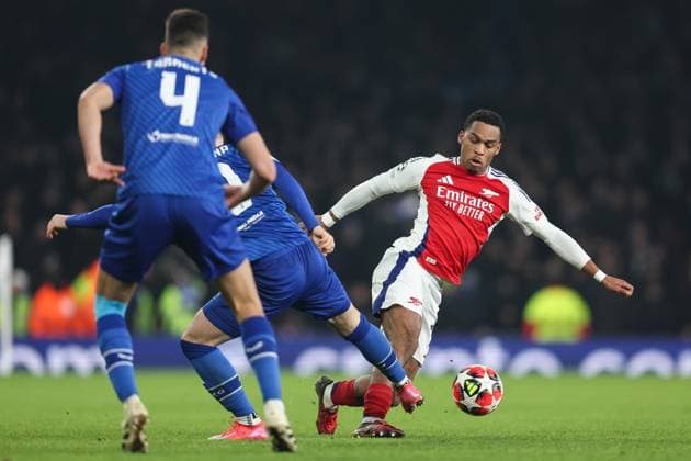 Arsenal v Dinamo Zagreb 22 January 2025, London - Champions League Football - Arsenal v GNK Dinamo Zagreb - Jurrien Timber of Arsenal - Photo: Charlotte Wilson Offside. London UK Copyright: xCharlottexWilsonx xOffsidexOffside