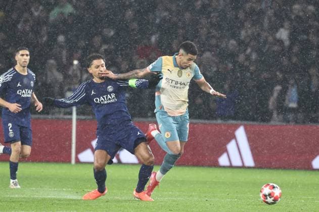 Psg-Manchester City PHOTOPQR LE PARISIEN LP Fred Dugit ; Paris ; 22 01 2025 ; Sports Parc des Princes, Paris (XVIe), le 22 janvier 2025 Ligue des Champions Psg-Manchester City LP Fred Dugit 5 Marquinhos