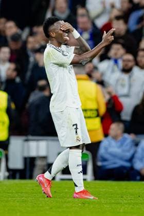 Real Madrid CF vs RB Salzburgo - UEFA Champions League - 22 01 2025 Vinicius Junior of Real Madrid CF celebrates his goal during the UEFA Champions League match between Real Madrid CF and RB Salzburgo at Estadio Santiago Bernabeu on January 22, 2025 in Madrid, Spain. Madrid Spain Copyright: xPGSxPhotoxAgencyx