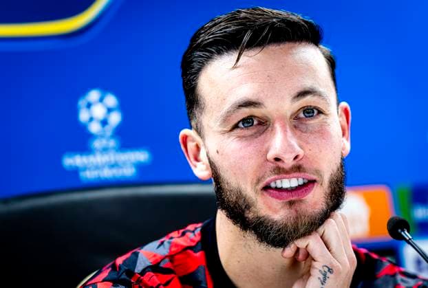 Feyenoord Rotterdam goalkeeper Justin Bijlow during te press conference, PK, Pressekonferenz after the match Feyenoord - Bayern Munchen at the Stadium De Kuip for the UEFA Champions League - League Phase - Matchday 7 season 2024-2025 in ROTTERDAM, Netherlands on 22 january 2025, (photo by Marcel van Dorst EYE4images DeFodi Images) Defodi-746_209945