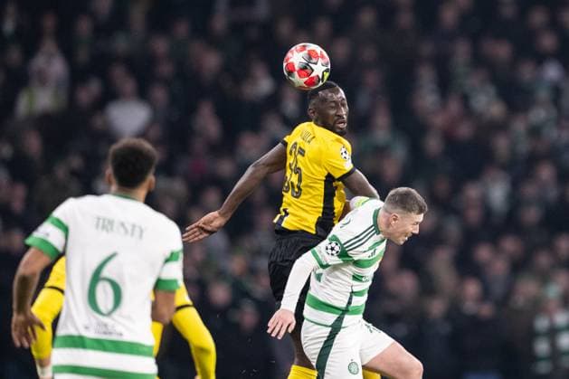 GLASGOW, SCOTLAND - JANUARY 22: Silvere Ganvoula of Young Boys C) in action during the UEFA Champions League 2024 25 League Phase MD7 match between Celtic FC and BSC Young Boys at Celtic Park on January 22, 2025 in Glasgow, Scotland. Glasgow Celtic Park Scotland United Kingdom Copyright: xJustPictures.ch RichardxCallisx jp-en-EuSpIm-RMC_2760-20250122