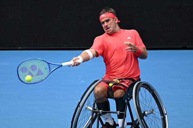 TENNIS AUSTRALIAN OPEN, Martin De la Puente of Spain during his men?s singles wheelchair semi-final match against Tokito Oda of Japan during the 2025 Australian Open at Melbourne Park in Melbourne, Thursday, January 23, 2025. ( NO ARCHIVING, EDITORIAL USE ONLY, NO USE IN BOOKS WITHOUT CONSENT MELBOURNE VICTORIA AUSTRALIA  Copyright: xJAMESxROSSx 20250123133371977353