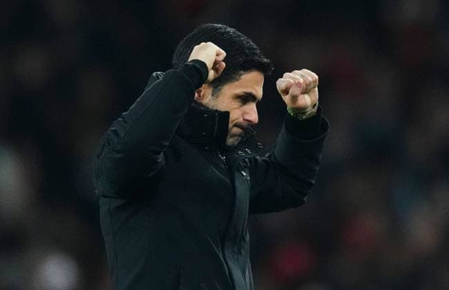 Arsenal manager Mikel Arteta celebrates the opening goal Arsenal v Dinamo Zagreb, UEFA Champions League, Group Stage, Football, Emirates Stadium, London, UK - 22 Jan 2025 EDITORIAL USE ONLY No use with unauthorised audio, video, data, fixture lists, club league logos or live services. Online in-match use limited to 120 images, no video emulation. No use in betting, games or single club league player publications.  Copyright: xJavierxGarcia Shutterstockx 15108893ad