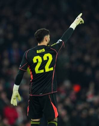 Arsenal goalkeeper David Raya Arsenal v Dinamo Zagreb, UEFA Champions League, Group Stage, Football, Emirates Stadium, London, UK - 22 Jan 2025 EDITORIAL USE ONLY No use with unauthorised audio, video, data, fixture lists, club league logos or live services. Online in-match use limited to 120 images, no video emulation. No use in betting, games or single club league player publications.  Copyright: xJavierxGarcia Shutterstockx 15108893en