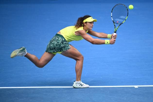 TENNIS AUSTRALIAN OPEN, Tahlia Kokkinis of Australia during her junior girls? singles 1 4 final match against Wakana Sonobe of Japan during the 2025 Australian Open at Melbourne Park in Melbourne, Wednesday, January 22, 2025. ( NO ARCHIVING, EDITORIAL USE ONLY, NO USE IN BOOKS WITHOUT CONSENT MELBOURNE VICTORIA AUSTRALIA  Copyright: xJOELxCARRETTx 20250123159934812200
