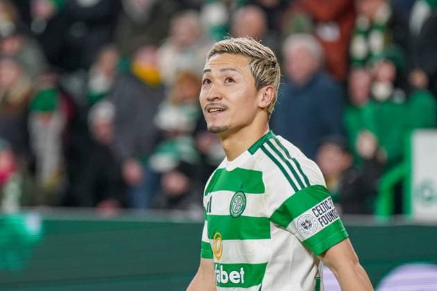 Fussball: UEFA Champions League 2024 2025, Spieltag 7 - Celtic Glasgow vs. Young Boys Bern (YB) - Celtic Park (Glasgow, Schottland): Daizen Maeda (Celtic Glasgow, 38) Copyright: xJOERANxSTEINSIEKx
