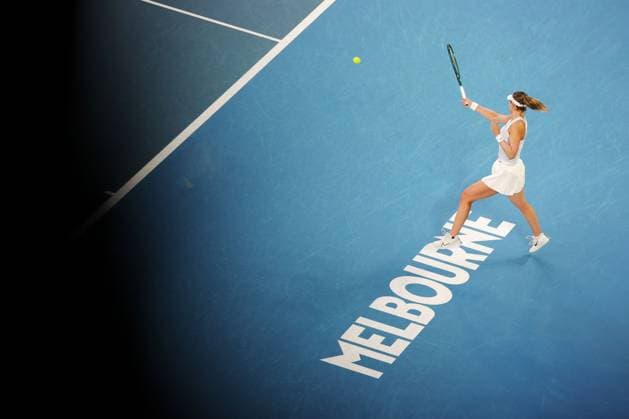 Paula Badosa during her semi-final match against Sabalenka in the Rod Laver Arena Australian Open, Day Twelve, Tennis, Melbourne Park, Melbourne, Australia - 23 Jan 2025  Copyright: xRachelxBach Shutterstockx 15108799f