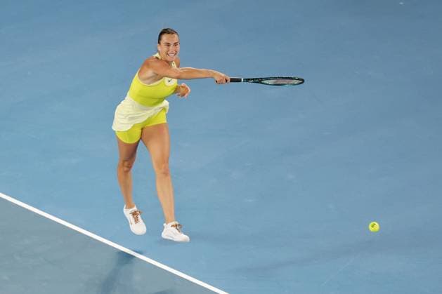 Aryna Sabalenka during her semi-final match against Badosa in the Rod Laver Arena Australian Open, Day Twelve, Tennis, Melbourne Park, Melbourne, Australia - 23 Jan 2025  Copyright: xRachelxBach Shutterstockx 15108799ax