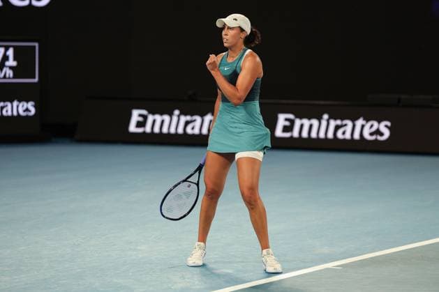 Madison Keys during her semi-final match against Swiatek in the Rod Laver Arena Australian Open, Day Twelve, Tennis, Melbourne Park, Melbourne, Australia - 23 Jan 2025  Copyright: xRachelxBach Shutterstockx 15108799ga