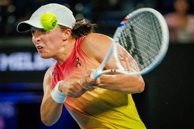 Polish Iga Swiatek pictured during a tennis match between US Keys and Polish Swiatek, in the semi finals of the women s singles at the Australian Open Grand Slam tennis tournament, Thursday 23 January 2025 in Melbourne Park, Melbourne, Australia. The 2025 edition of the Australian Grand Slam takes place from January 12th to January 26th. PATRICKxHAMILTON  x110995112x