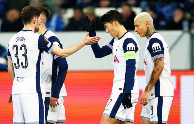 Son Heung-Min of Tottenham Hotspur celebrates scoring a goal after making the score 0-2. Hoffenheim v Tottenham Hotspur, UEFA Europa League, Group Stage, Football, PreZero Arena, Sinsheim, Germany - 23 Jan 2024 EDITORIAL USE ONLY No use with unauthorised audio, video, data, fixture lists, club league logos or live services. Online in-match use limited to 120 images, no video emulation. No use in betting, games or single club league player publications. Copyright: xJamesxMarsh Shutterstockx 15108921bc