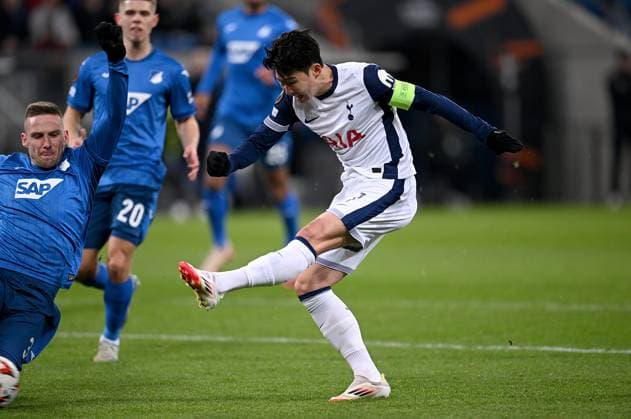 FUSSBALL EUROPA LEAGUE SAISON 2024 2025 Vorrunde 7. Spieltag TSG 1899 Hoffenheim - Tottenham Hotspur 23.01.2025 Tor zum 0-2 durch den Torschuetzen Heung-Min Son (Tottenham Hotspur)