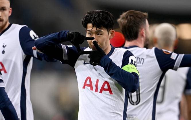 FUSSBALL EUROPA LEAGUE SAISON 2024 2025 Vorrunde 7. Spieltag TSG 1899 Hoffenheim - Tottenham Hotspur 23.01.2025 Jubel nach dem Tor zum 0-2 durch den Torschuetzen Heung-Min Son (Tottenham Hotspur)